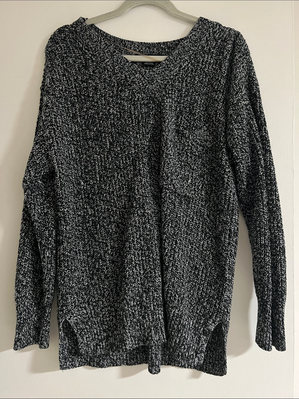 Sanctuary Black & White Marled Knit Sweater